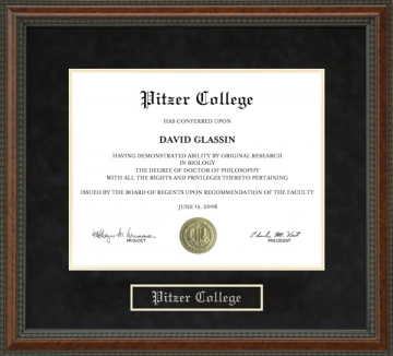 Pitzer College Diploma Frame