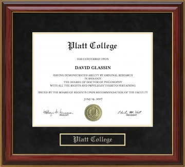 Platt College Mahogany Diploma Frame