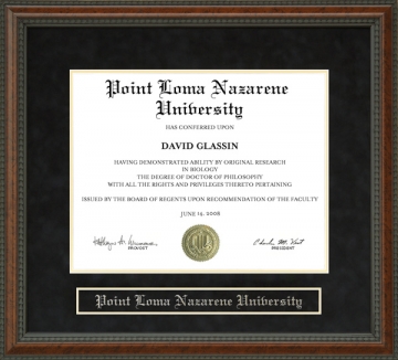 Point Loma Nazarene University (PLNU) Diploma Frame