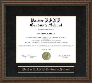 Pardee RAND Graduate School (PRGS) Diploma Frame