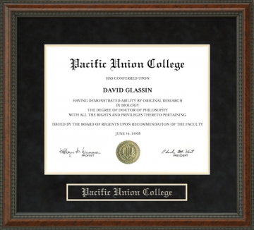 Pacific Union College (PUC) Diploma Frame