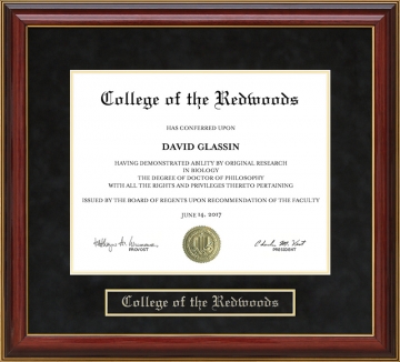 College of the Redwoods Mahogany Diploma Frame