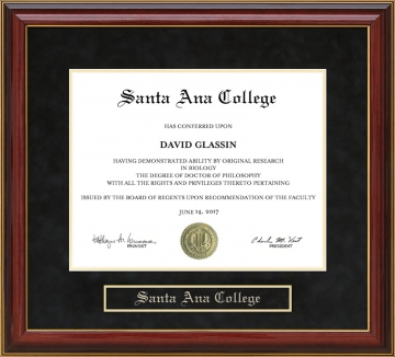 Santa Ana College (SAC) Mahogany Diploma Frame