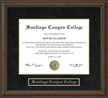 Santiago Canyon College Diploma Frame