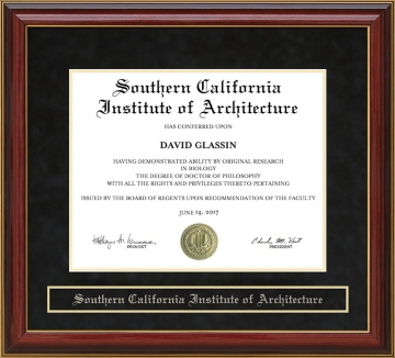 Southern California Institute of Architecture (SCI-ARC) Mahogany Diploma Frame