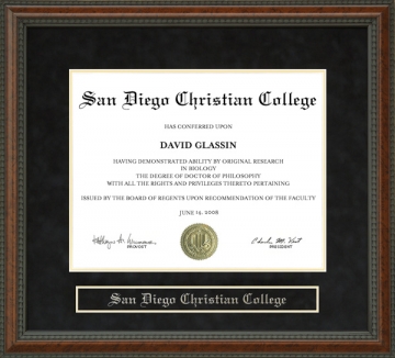 San Diego Christian College (SDCC) Diploma Frame