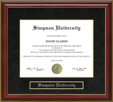 Simpson University Mahogany Diploma Frame