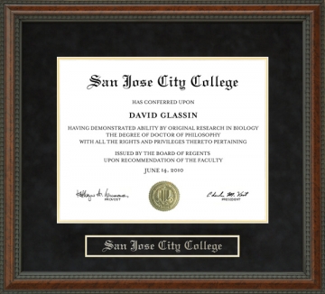 San Jose City College (SJCC) Diploma Frame