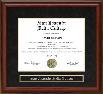 San Joaquin Delta College (SJDC) Mahogany Diploma Frame