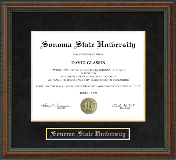 Sonoma State University diploma frame shops certificate framing graduation Cal State document college plaque campus degree graduate gift