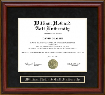 William Howard Taft University Mahogany Diploma Frame