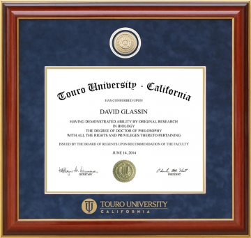 Touro University Diploma Frame with School Medallion