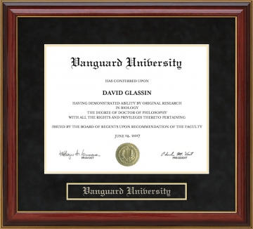 Vanguard University Mahogany Diploma Frame