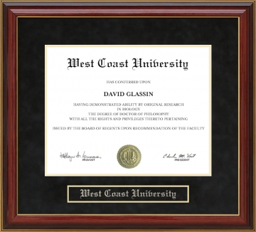 West Coast University Mahogany Diploma Frame