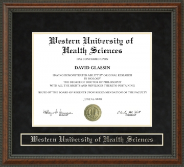 Western University of Health Sciences (WesternU) Diploma Frame