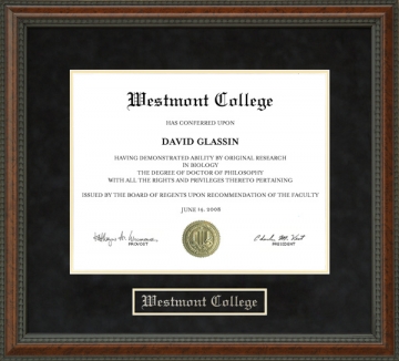 Westmont College Diploma Frame