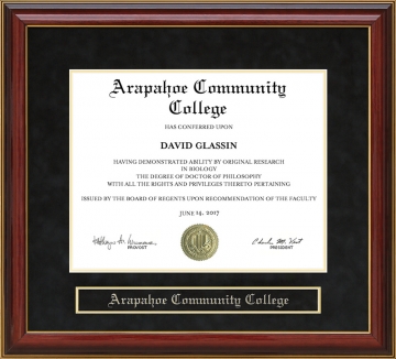 Arapahoe Community College Mahogany Diploma Frame