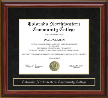 Colorado Northwestern Community College (CNCC) Mahogany Diploma Frame