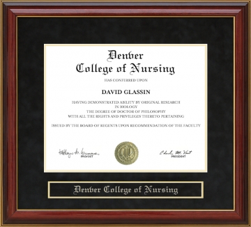 Denver College of Nursing Mahogany Diploma Frame