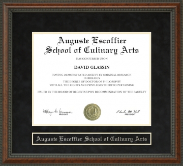 Auguste Escoffier School of Culinary Arts Diploma Frame