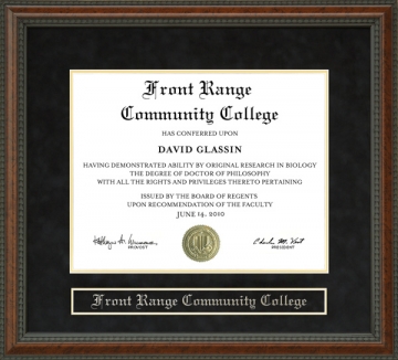 Front Range Community College (FRCC) Diploma Frame