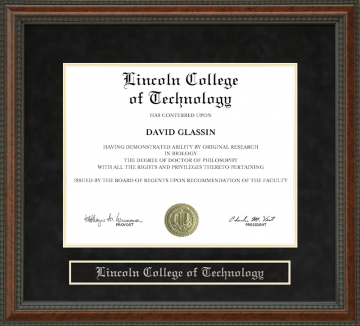 Lincoln College of Technology Diploma Frame