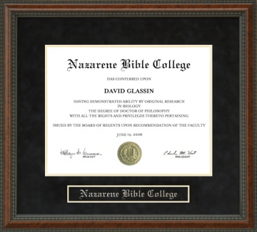 Nazarene Bible College (NBC) Diploma Frame