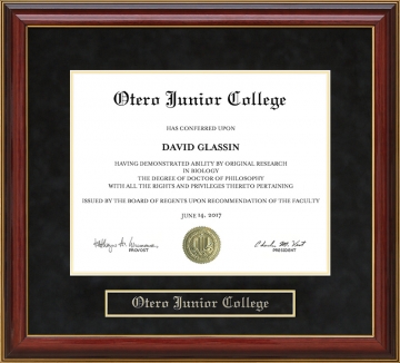 Otero Junior College (OJC) Mahogany Diploma Frame