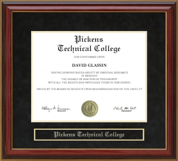 Pickens Technical College Mahogany Diploma Frame