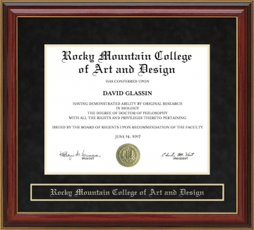 Rocky Mountain College of Art and Design (RMCAD) Mahogany Diploma Frame