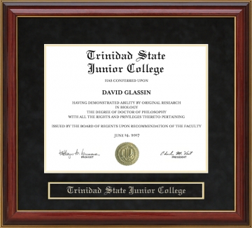 Trinidad State Junior College (TSJC) Mahogany Diploma Frame