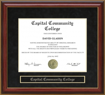 Capital Community College Mahogany Diploma Frame