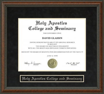 Holy Apostles College and Seminary Diploma Frame