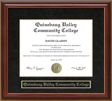 Quinebaug Valley Community College (QVCC) Mahogany Diploma Frame