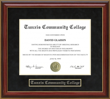 Tunxis Community College Mahogany Diploma Frame