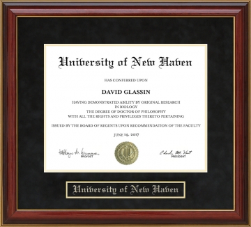 University of New Haven (UNH) Mahogany Diploma Frame