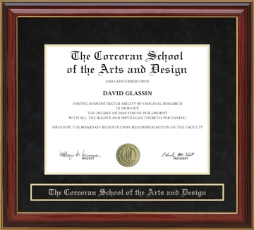 The Corcoran School of the Arts and Design Mahogany Diploma Frame