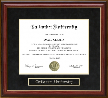 Gallaudet University Mahogany Diploma Frame