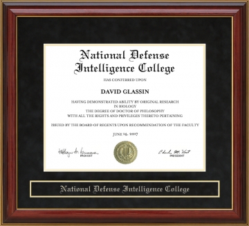 National Defense Intelligence College (NDIC) Mahogany Diploma Frame