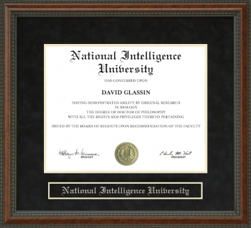 National Intelligence University Diploma Frame