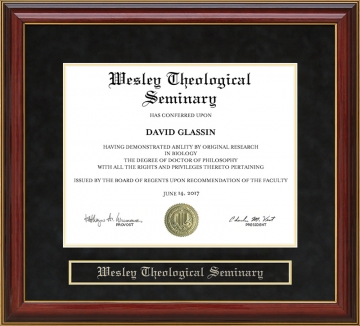 Wesley Theological Seminary Mahogany Diploma Frame