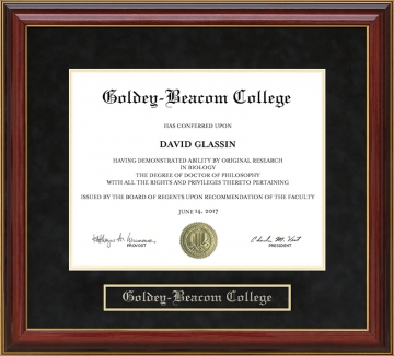 Goldey-Beacom College (GBC) Mahogany Diploma Frame