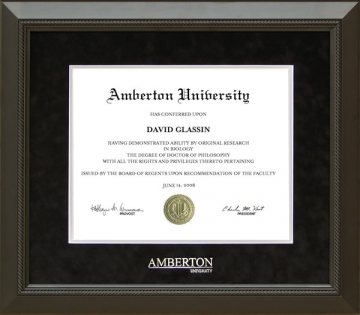 Amberton University Diploma Frame in Black Suede