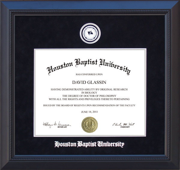 Houston Baptist University (HBU) Diploma Frame with Embossed University