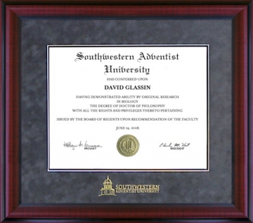 Southwestern Adventist University (SWAU) Classic Diploma Frame in Grey Suede