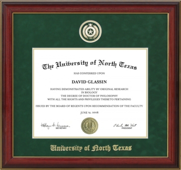 University of North Texas (UNT) Diploma Frame with School Seal