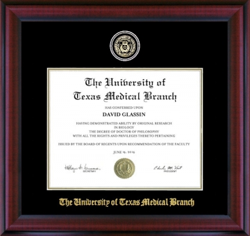 UT Medical Branch Diploma Frame with Embossed School Seal