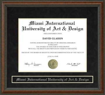 Miami International University of Art & Design (MIU) Diploma Frame