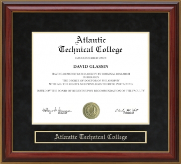 Atlantic Technical College Mahogany Diploma Frame