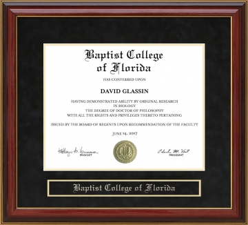 Baptist College of Florida (BCF) Mahogany Diploma Frame